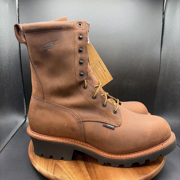 Red Wing 620 9” Mens Size 13 2E Logger Boots Waterproof Brown Soft Toe Work